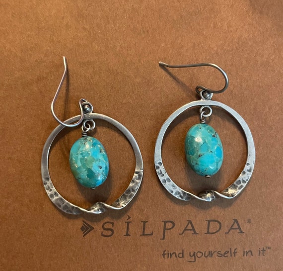 Silpada Turquoise Sterling Silver Dangle Earrings… - image 3