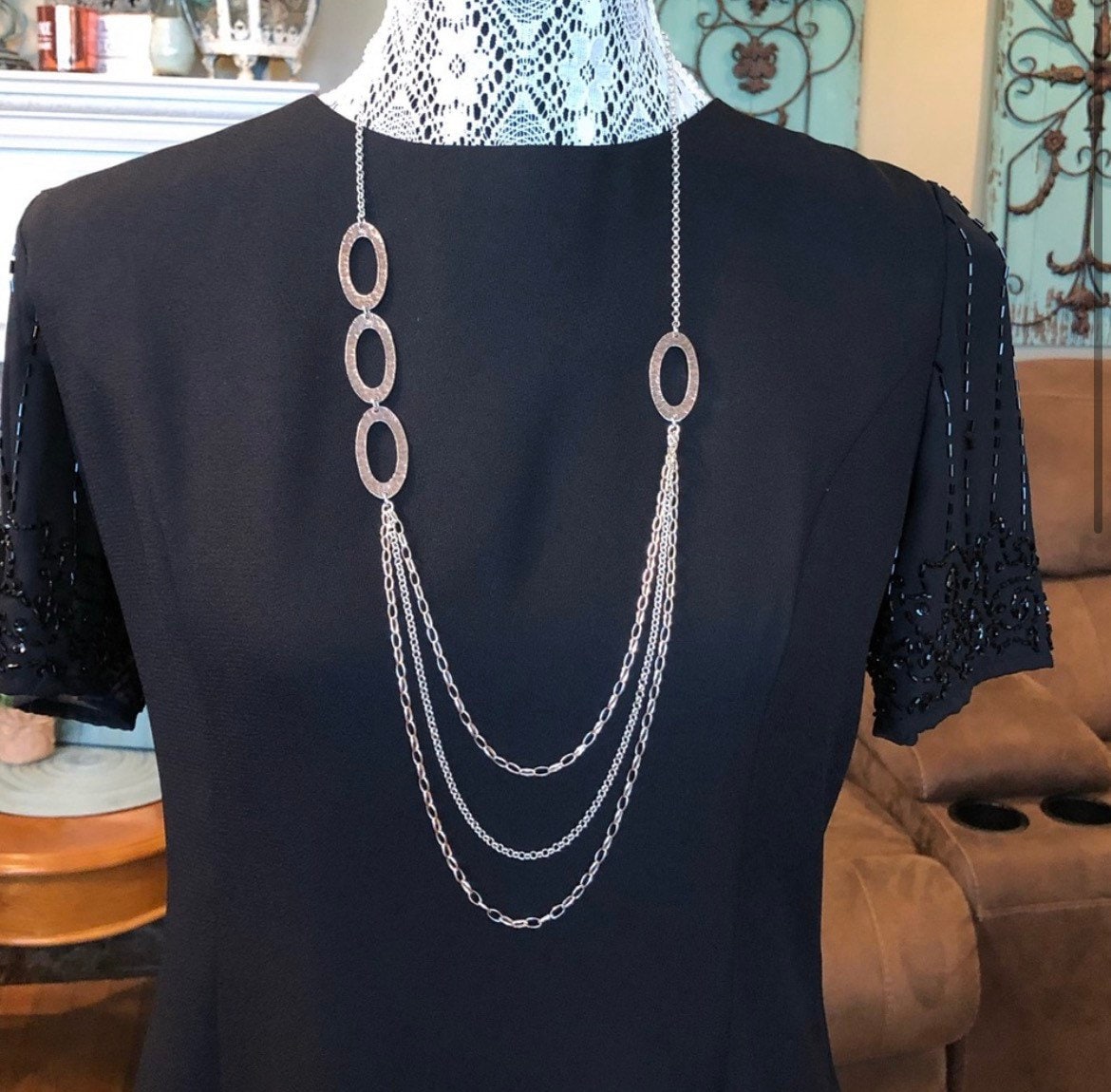 Silpada Sterling Silver Multi-chain Oval Link Textured 32
