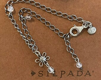 Silpada A1554 Crystal Bead Sterling Silver Ankle Bracelet