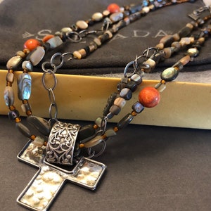 Silpada Sterling Silber ‘Fiesta Fun‘ Halskette & Silpada Sterling Silber Kreuz Anhänger N1563