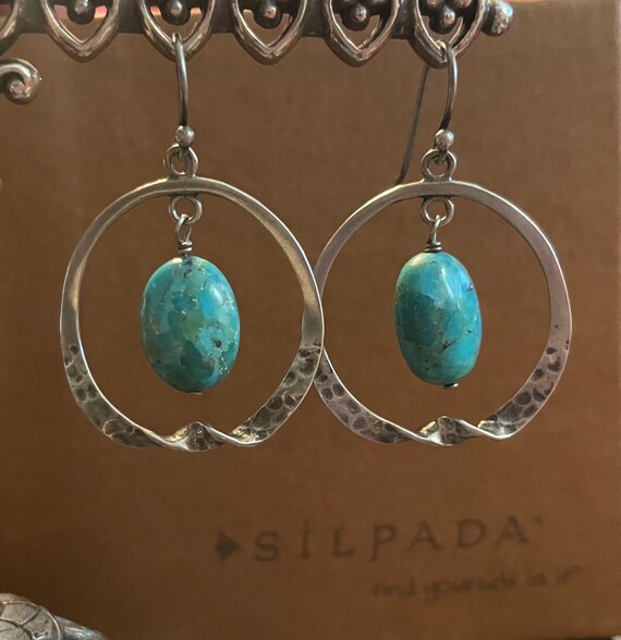 Silpada Turquoise Sterling Silver Dangle Earrings… - image 5