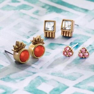 Silpada "Trio Color Riot" Brass Stud Earrings ~ Set of 3 ~ NEW!