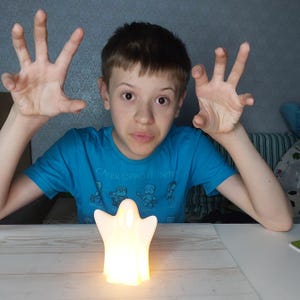 Cute Ghost Tea Light Lantern | 3D Printed Ambient Lamp | Soft Glow Halloween Decor