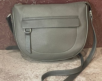 Vintage grey shoulder bag, grey purse, vintage handbag