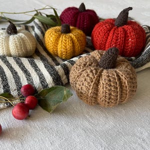 Halloween pumpkins decor, crochet colorful pumpkins, handmade pumpkins for table decor