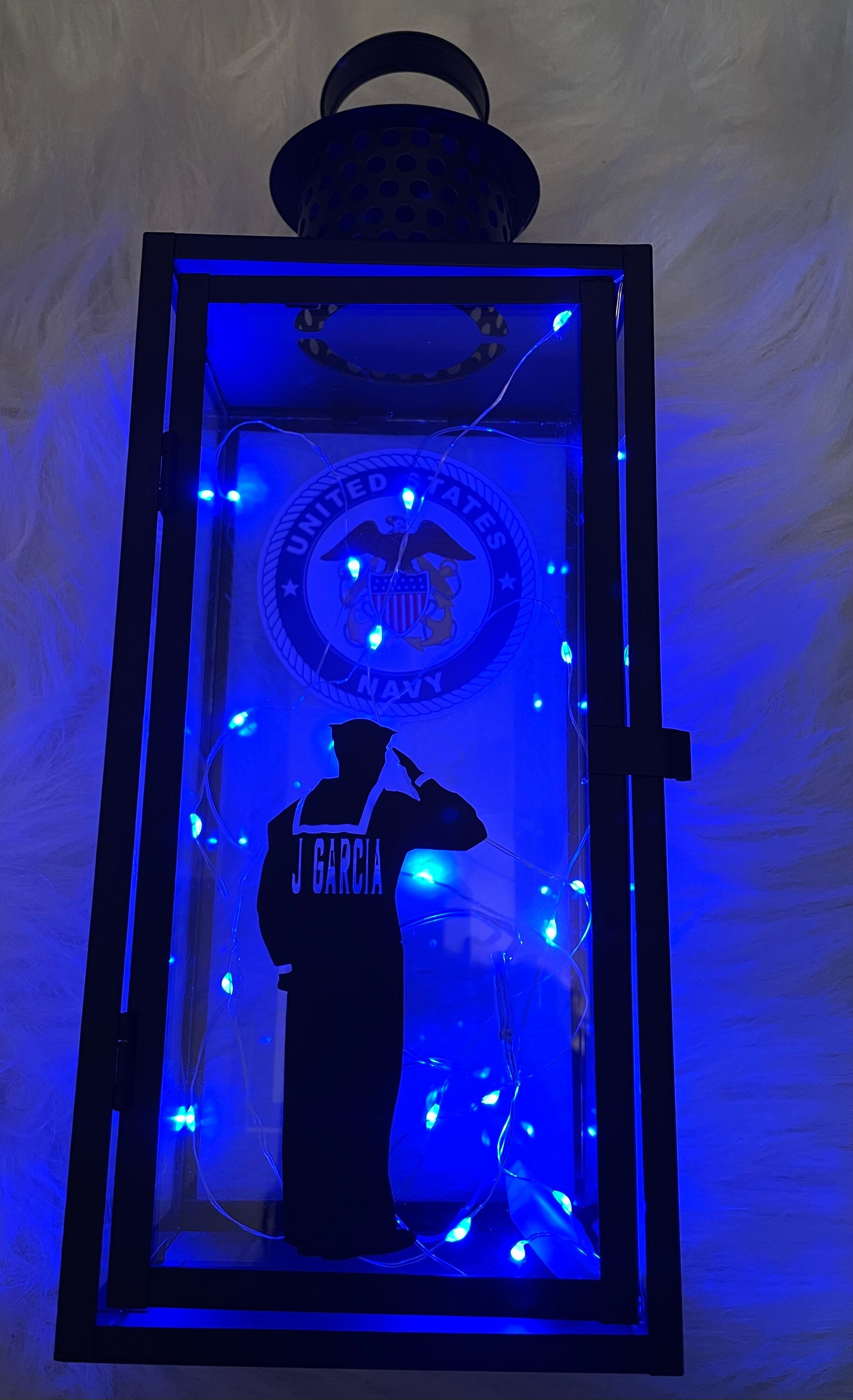 US NAVY blue light lantern. Personalized with name.