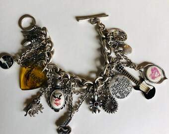 Hawaii Expandable Charm Bracelet Adjustable Bangle Silver Hibiscus Palm Tree Hula Girl Flip Flop Pineapple One Size Fits All Gift Hawaiian Vacation Jewelry