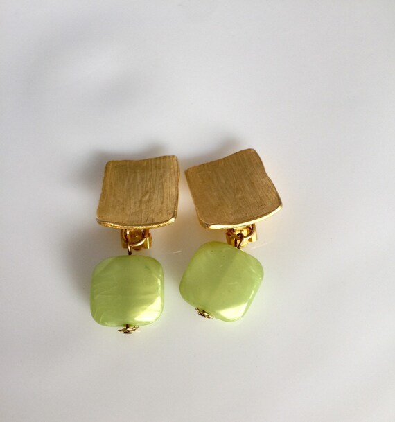Vintage Lime Green Gumdrop Earrings