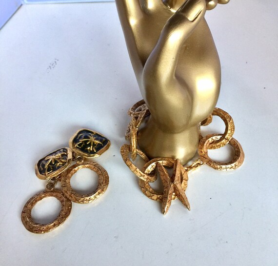 Vintage Kate Hines Brutalist Bracelet and Earrings