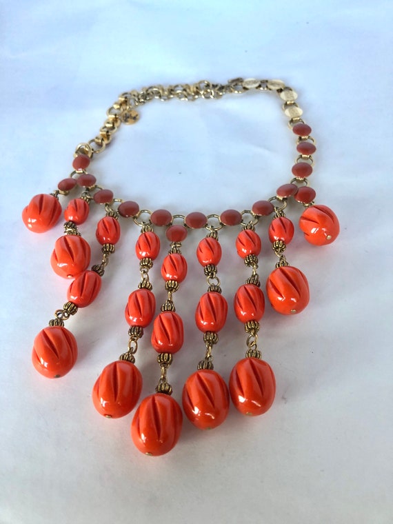 Vintage Hobe Orange Bead Demi Parure
