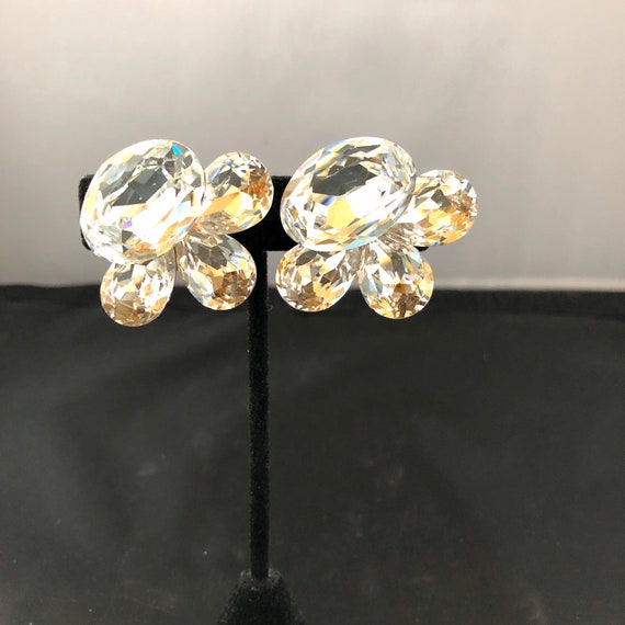 Huge Wendy Gell 1980s Crystal Cluster Clip Earring
