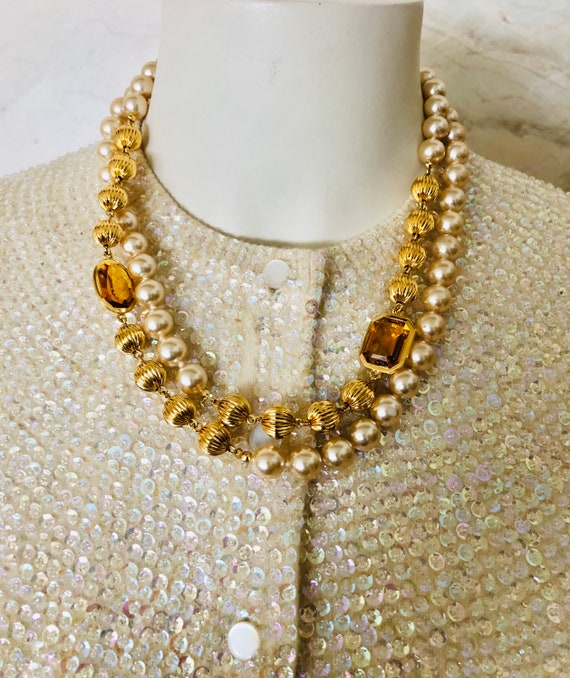 1990s Joan Rivers Imitation Pearl and Gold Station