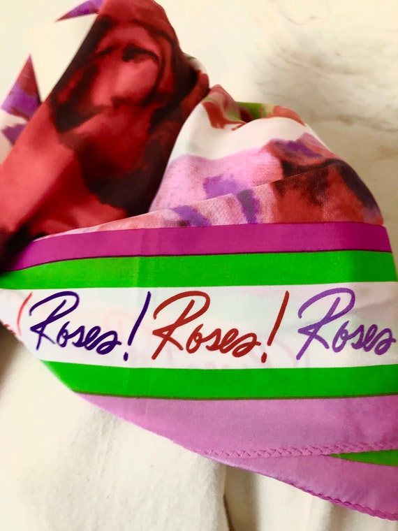 Vintage Bob Mackie Wearable Art Silk Scarf Roses!