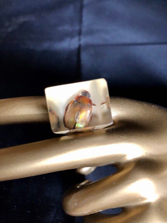 Vintage Lucite Ring With Scarab (Size 7.5)
