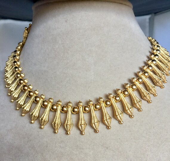 Gorgeous Crown Trifari Gold Spiked Choker or Neckl