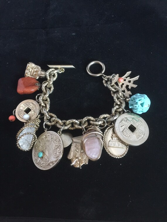 Vintage MCM Asian Chinoiserie Charm Bracelet