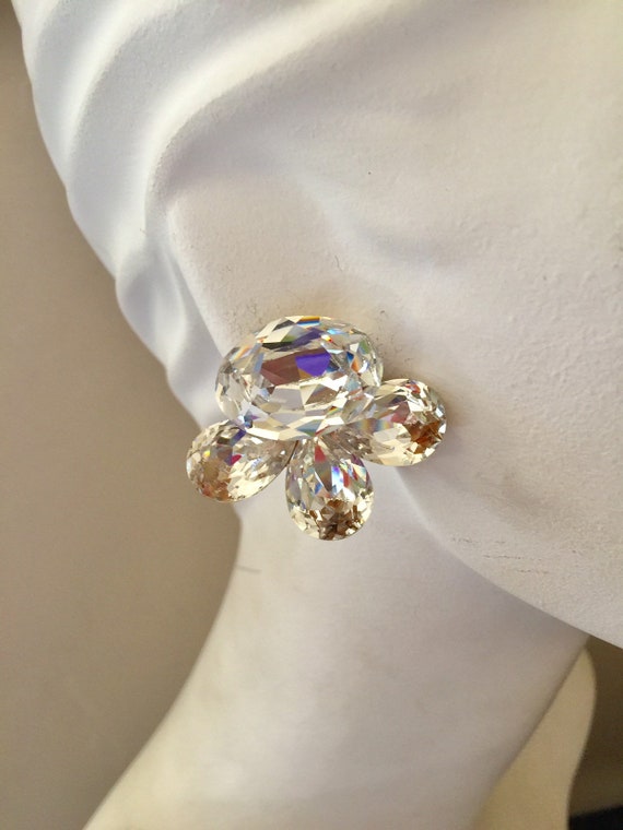 Huge Wendy Gell 1980s Crystal Cluster Clip Earring
