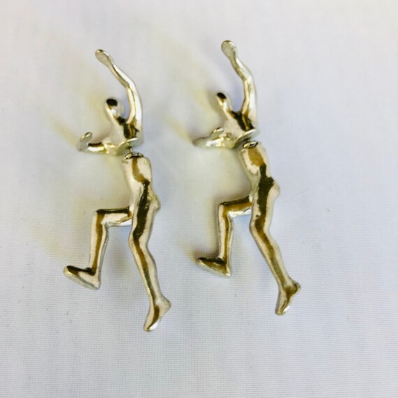 Vintage and Unique Running Man FBJ Earrings for Pi
