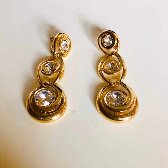 Vintage Napier 3 Tiered Crystal Earrings - Napier