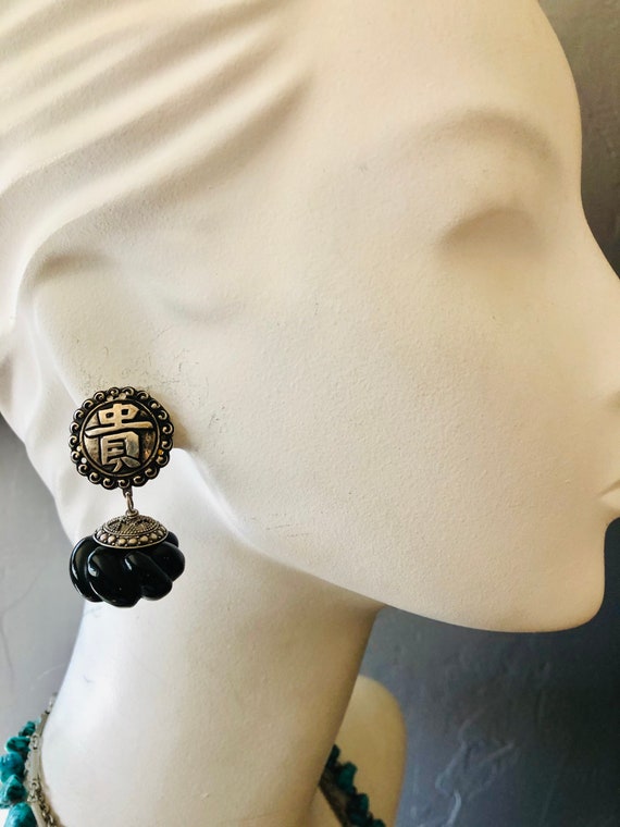 Vintage Chinoiserie Themed Clipon Earrings