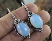 Opalite Gemstone Silver Plated Handmade Earring Gemstone Earrings Jewellery Size 4.4 CM Free Shipping