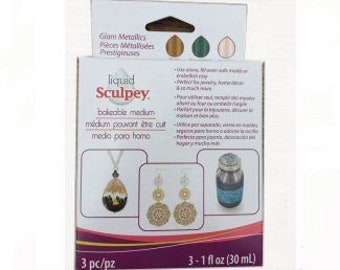 Liquid Sculpey Glam Metallics - Rose Gold, Bronze, Peacock Pearl - 1 fl oz each