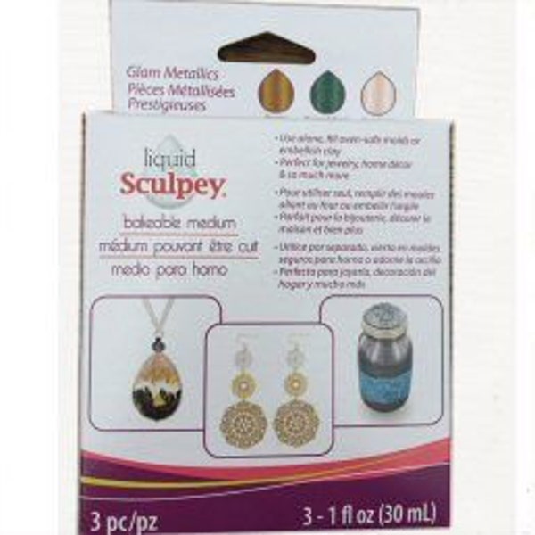 Liquid Sculpey Glam Metallics - Rose Gold, Bronze, Peacock Pearl - 1 fl oz each