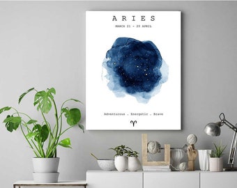 Aries Sign Zodiac Framed Wall Print, Horoscope Constellation Printable, Instant Download