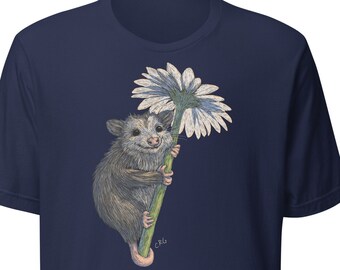Opossum shirt/opossum/dier shirt/opossum knuffelen een madeliefje/madeliefje shirt/bloem shirt