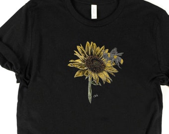 Sunflower and Bee Shirt  / Sunflower Shirt / Bee Shirt / Sunflower / Bee / Honey Bee / Honey Bee Shirt / Sunflower Gift / Bee Gift