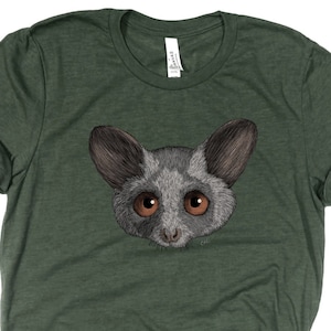 Mohol Bushbaby Shirt / Mohol Bushbaby / Bushbaby Shirt / Mohol Bushbaby Lover Gift / Galago Shirt / African Wildlife / Primate Shirt Heather Green