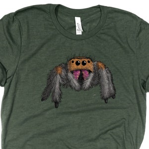 Jumping Spider Shirt / Spider Shirt / Jumping Spider / Cute Spider / Spider Lover Gift / Arachnid Shirt / Arachnology Lover Gift Heather Green