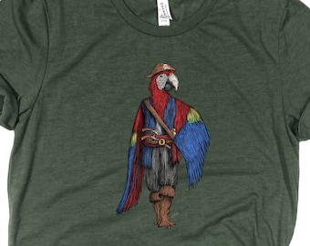 Parrot Pirate Shirt / Pirate Shirt / Red Macaw Pirate / Red Macaw Lover Gift / Pirate Lover Gift / Parrot Lover Gift / Parrot Pirates