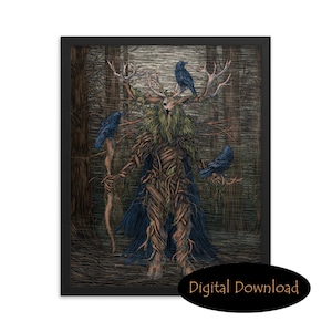 Leshy Digital Download Art Print / Wall Art / Instant Download / Leshy Forest Spirit / Slavic Mythology