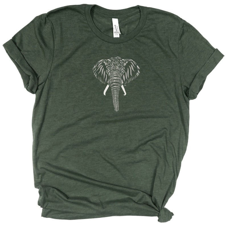 Elefant Shirt / Afrikanischer Elefant / Elefant T-Shirt / Elefant Geschenk / Elefant Liebhaber / Natur / Wild Heather Green