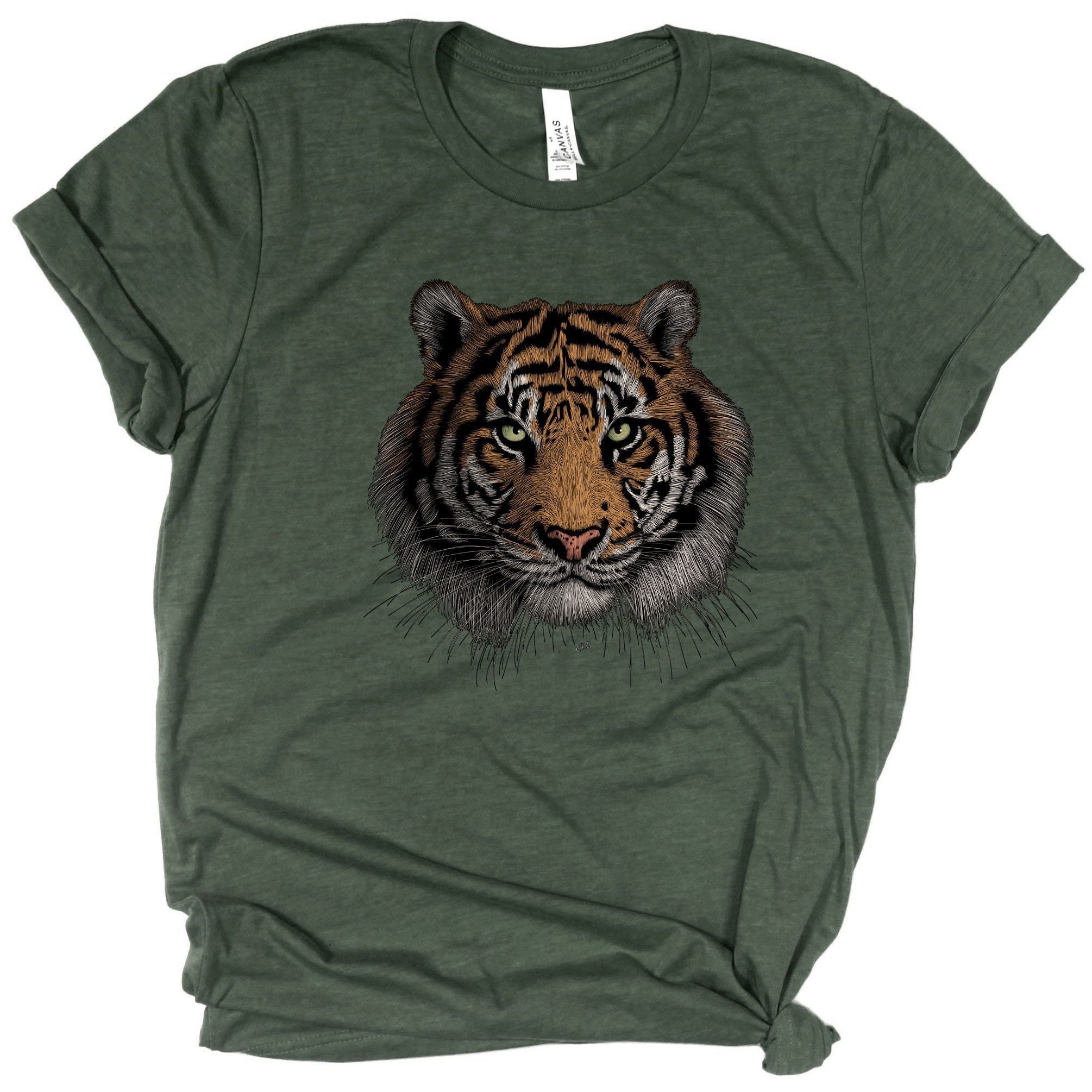 Camiseta Sin Mangas Con Estampado De Tigre De Bengala Pintado A Mano | Unisex, Varios Colores | Algodón Ligero