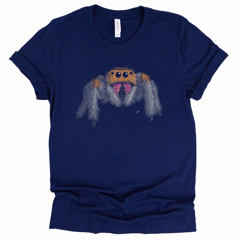 Jumping Spider Shirt / Spider Shirt / Jumping Spider / Cute Spider / Spider Lover Gift / Arachnid Shirt / Arachnology Lover Gift Navy