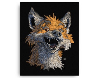 Happy Red Fox Canvas Art Print