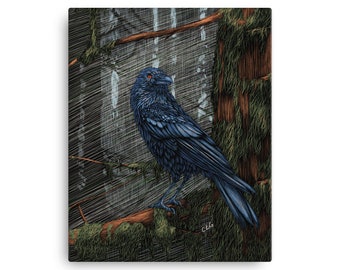 Raven Canvas Art Print / Raven Art / Raven Wall Art / Raven / Raven Print