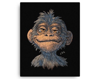 幸せなチンパンジーのキャンバスアートプリント