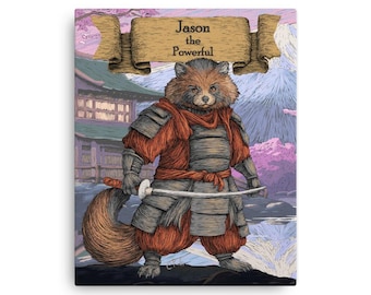 Custom Samurai Tanuki Wall Art