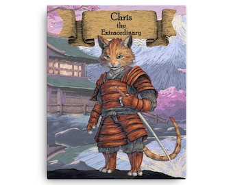 Custom Samurai Cat Wall Art / Personalized Cat Samurai Decor