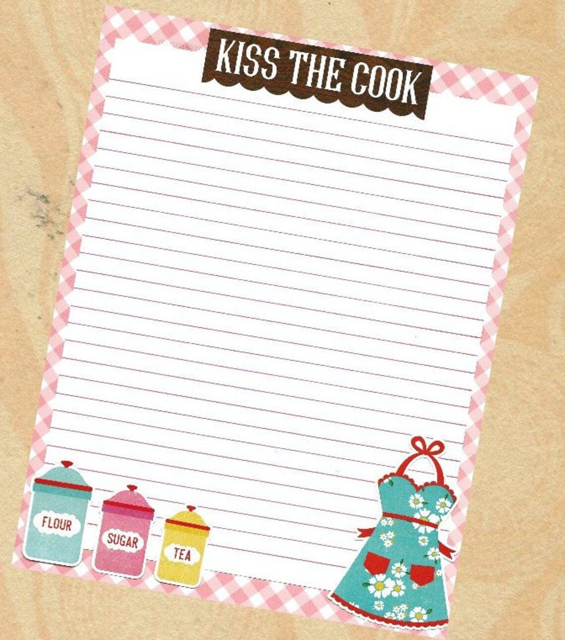 Set of 2 Cooking Printable Lined Stationery Instant Digital Etsy UK