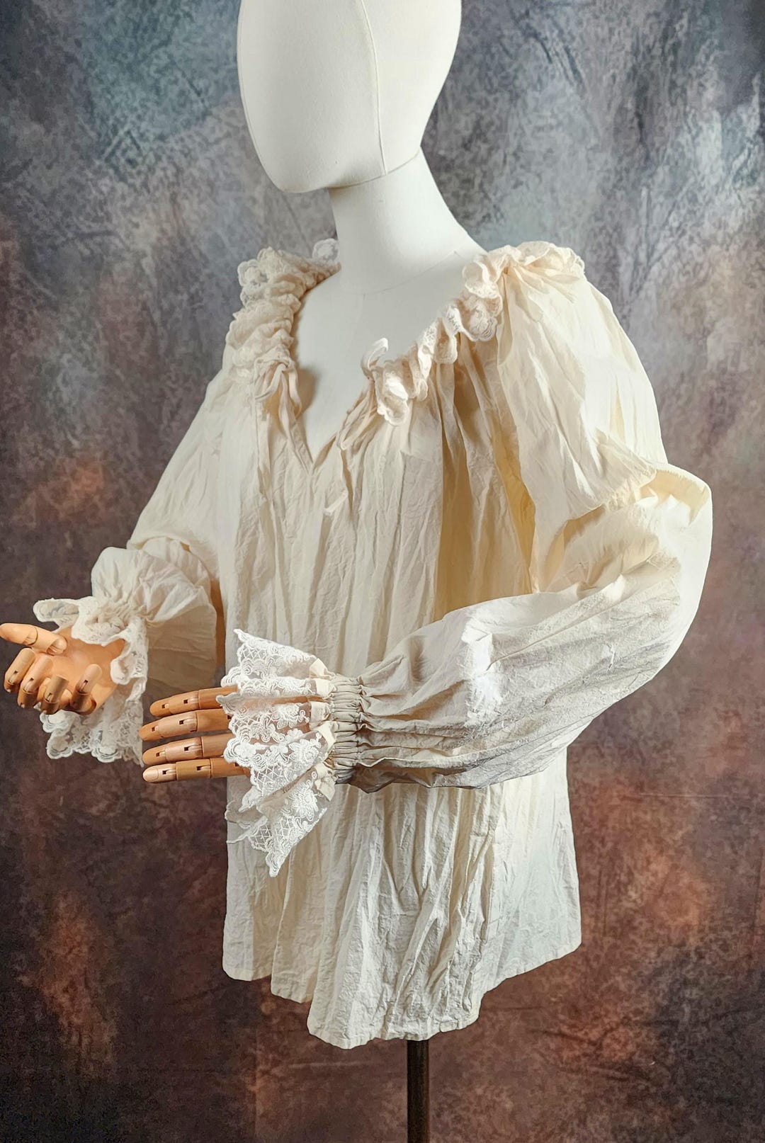 Drawstring Neck Lace Trimmed Drawstring Neck Renaissance Blouse Size MEDIUM - Etsy