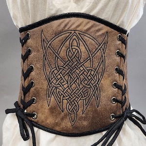 Curvy Wench Embroidered Celtic Skull Corset Style Belt
