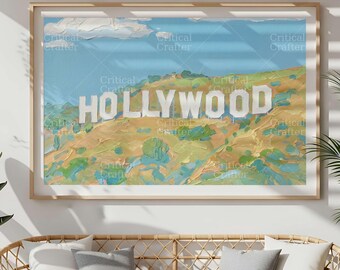 Stampa artistica della scritta di Hollywood / Paesaggio impressionista da parete, decorazione californiana