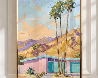 Stampa moderna di metà secolo di Palm Springs / Quadro con architettura del deserto