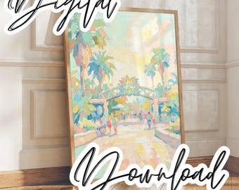 Stampa digitale del paesaggio con palme dello zoo di San Diego / Quadro da parete a tema California (download digitale)