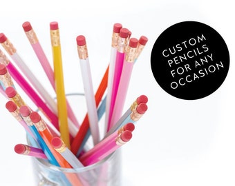 Custom Pencils. Personalized Pencils. Engraved Pencils. Event Favors. Party Favors. Business Branding. Wedding Favors. Personalized Gift.