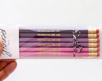 Set of 6 Purple Custom Pencils. Personalized Pencils. Custom Grad Gift. Affordable Gift. Stocking Stuffer. Gift for Friend. Gift for Her.